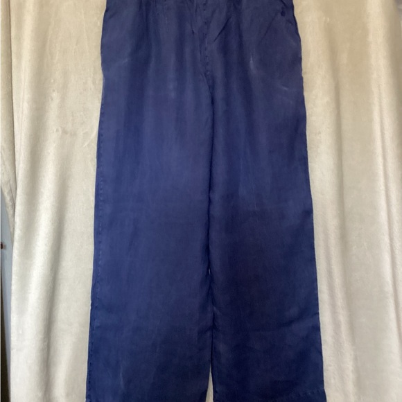 Tommy Hilfiger Women's LINEN Navy Wide Leg Pants - Picture 5 of 9